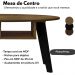 Mesa De Centro Tampo Oval 2 Nichos 100 cm Pinho Preto ARLY