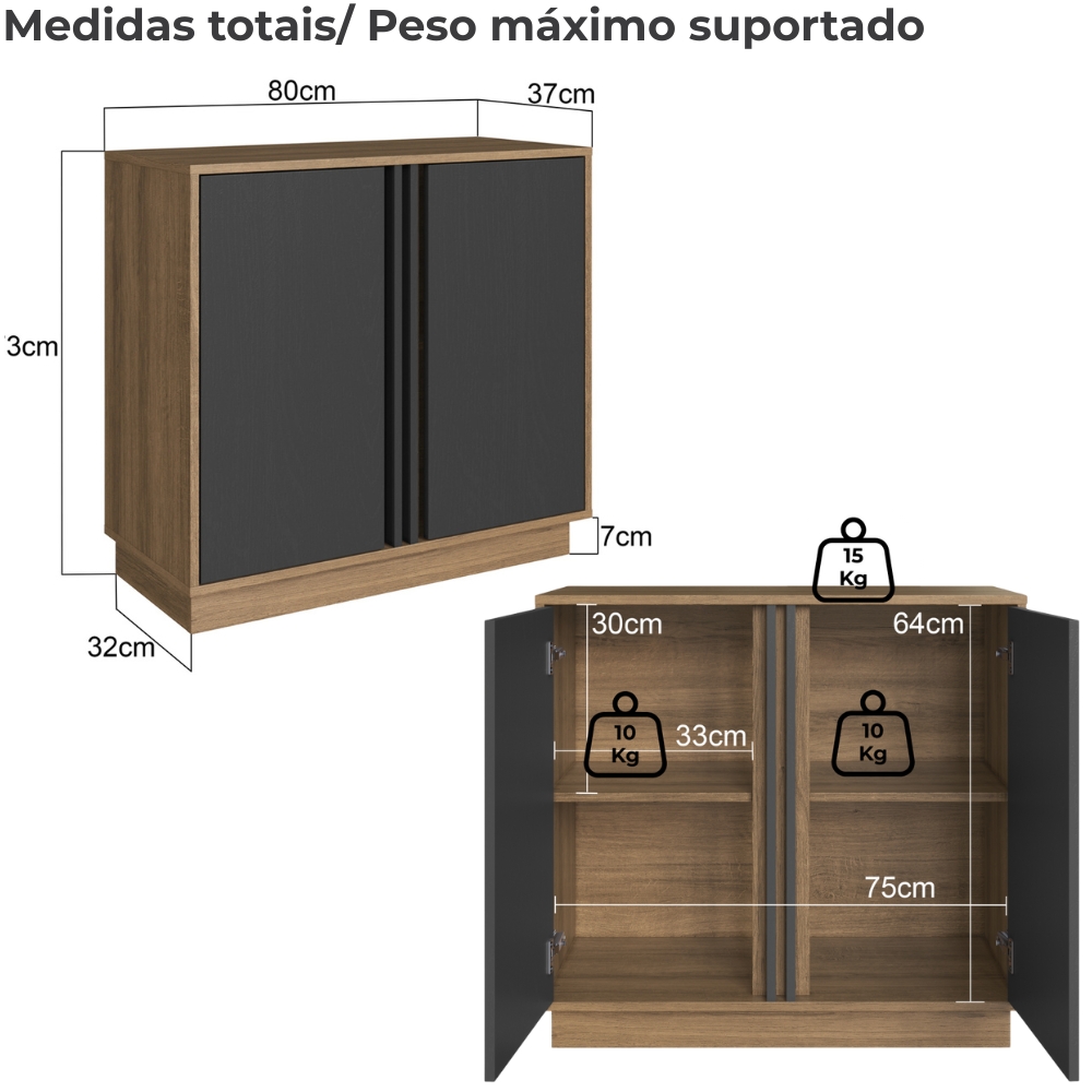 Mesa E Balcao Para Escritorio Office CM8000 Mel Grafite FAEM