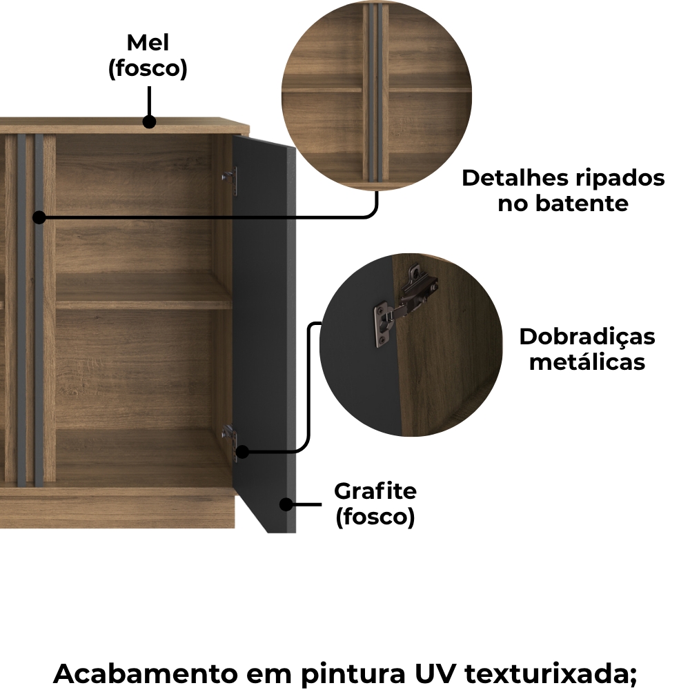 Mesa E Balcao Para Escritorio Office CM8000 Mel Grafite FAEM