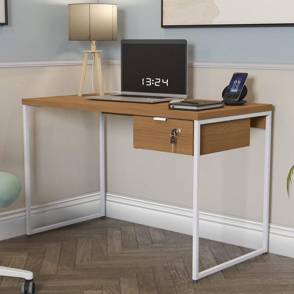 Mesa Escrivaninha 1 Gaveta 118 cm LI002X05 Canela Branco KPB