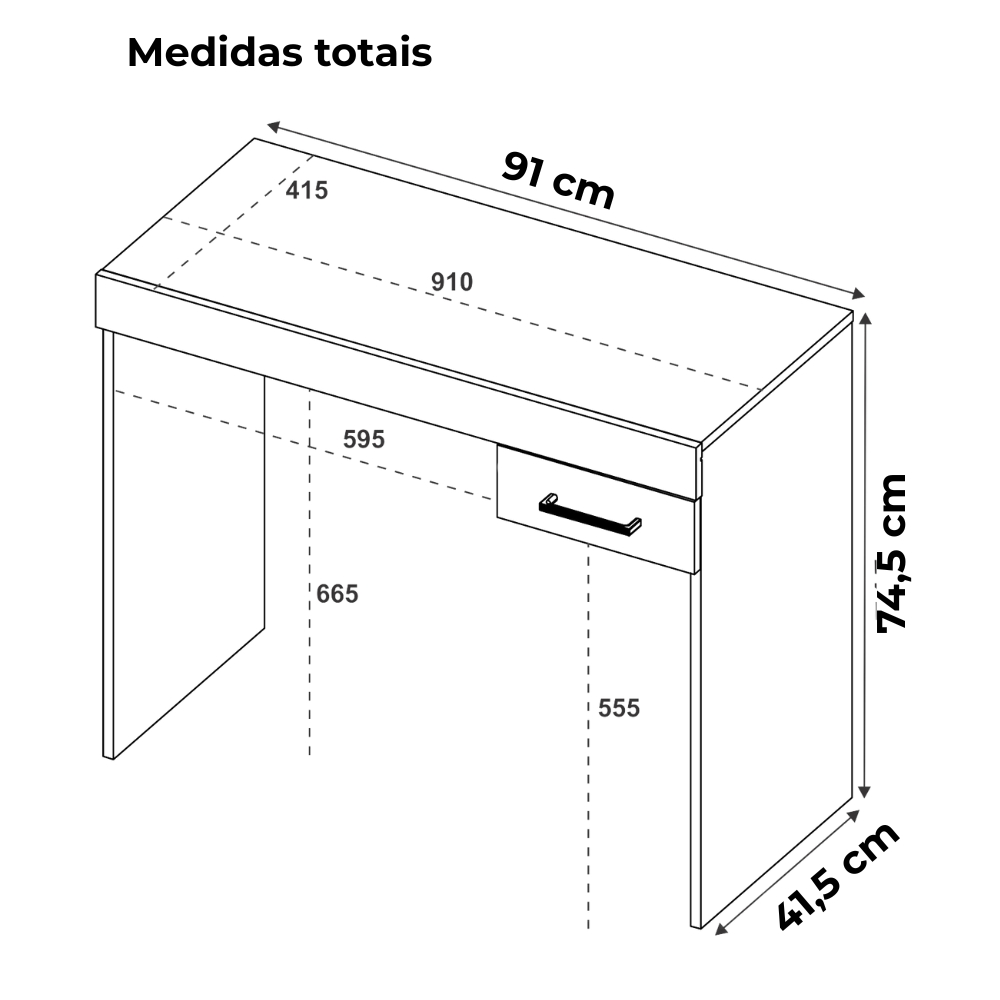 Mesa Escrivaninha 1 Gaveta 91X74 cm Pinho ARLY