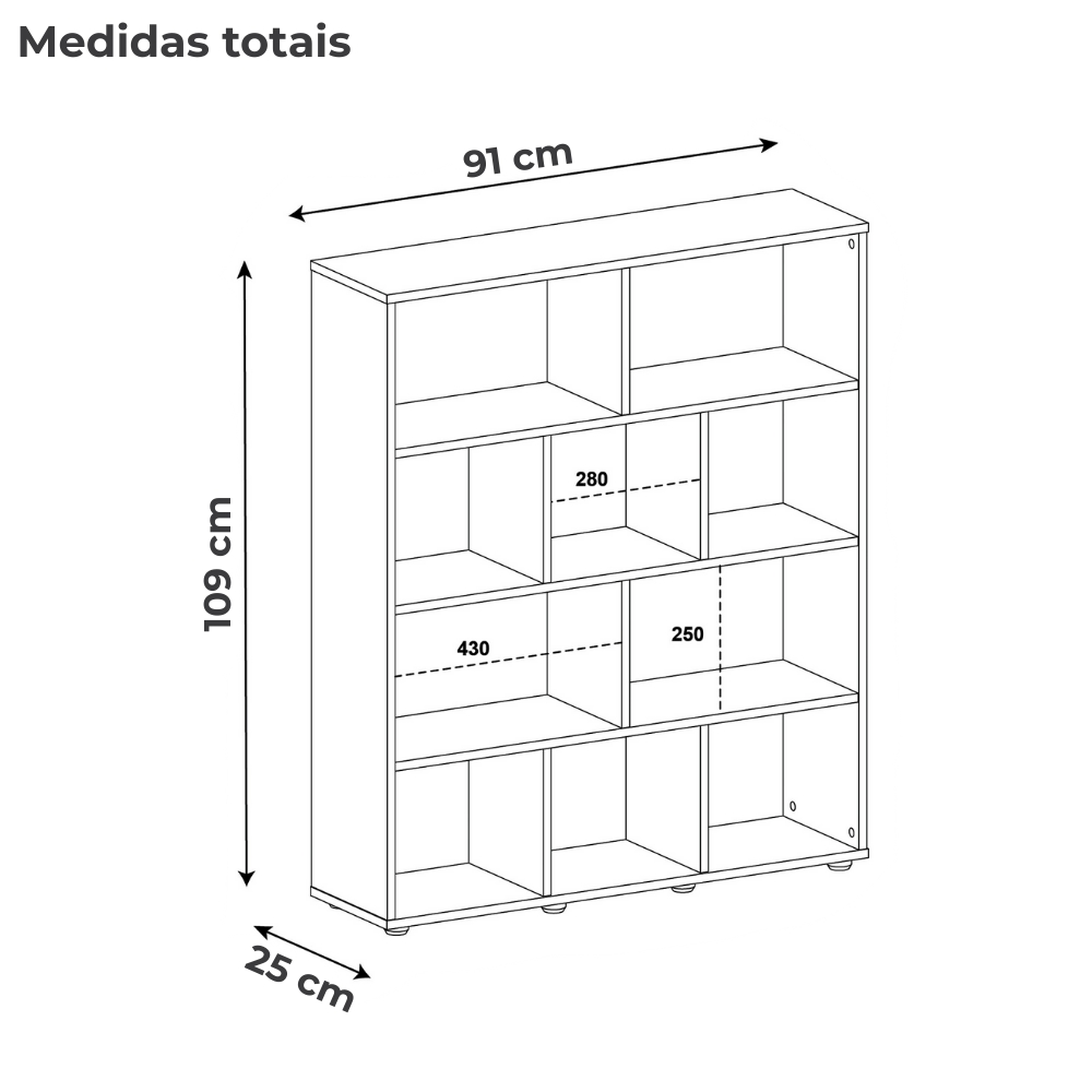 Mesa Escrivaninha 1 Gaveta E Estante 10 Nichos Branco ARLY