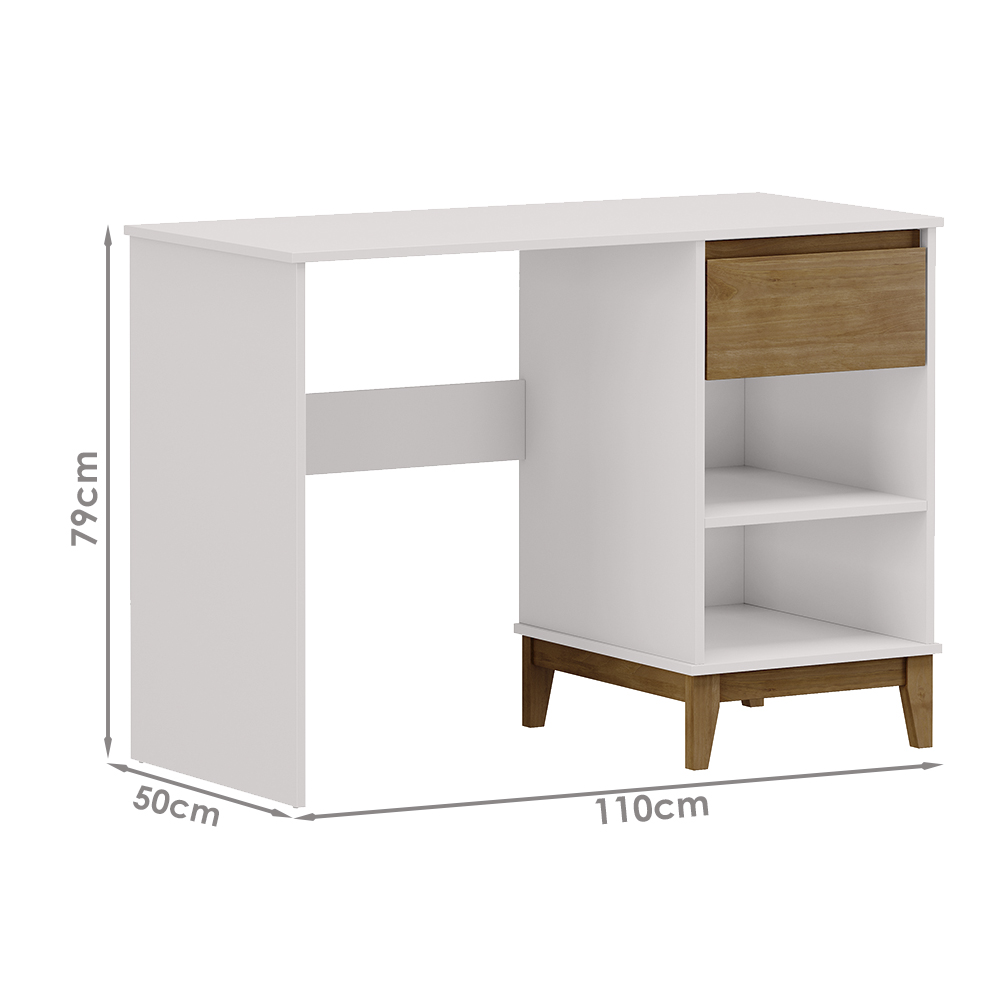 Mesa Escrivaninha 1 Gaveta MDF 110 cm 2806 Off White Freijo Milani Store