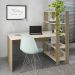 Mesa Escrivaninha 134X120 cm 3 Prateleiras Off White Carvalho ARLY