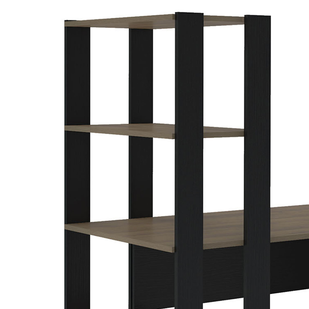 Mesa Escrivaninha 134X120 cm 3 Prateleiras Pinho Preto ARLY