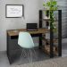 Mesa Escrivaninha 134X120 cm 3 Prateleiras Pinho Preto ARLY