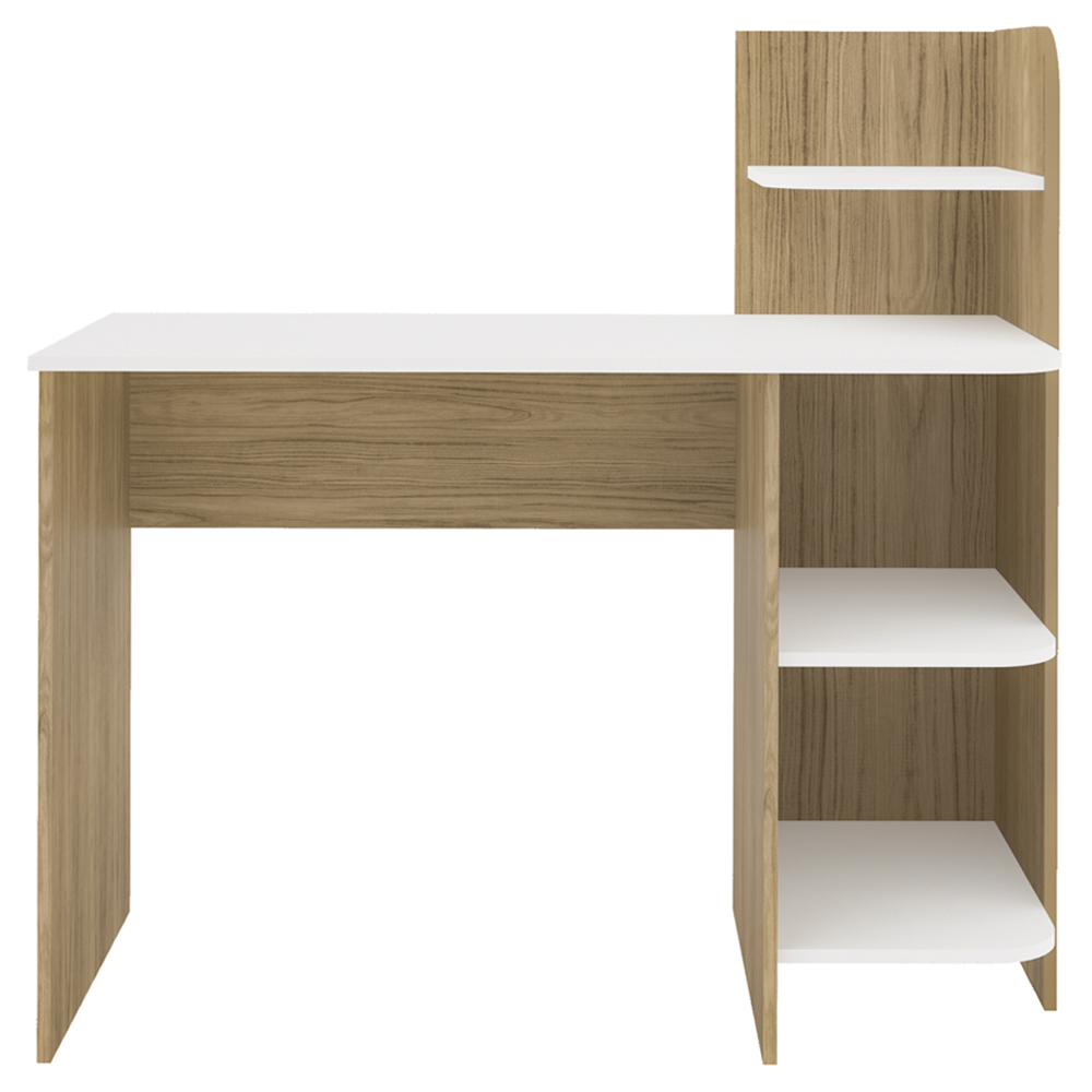 Mesa Escrivaninha 3 Prateleiras 111 cm Carvalho Branco ARLY