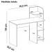 Mesa Escrivaninha 3 Prateleiras 111 cm Carvalho Branco ARLY