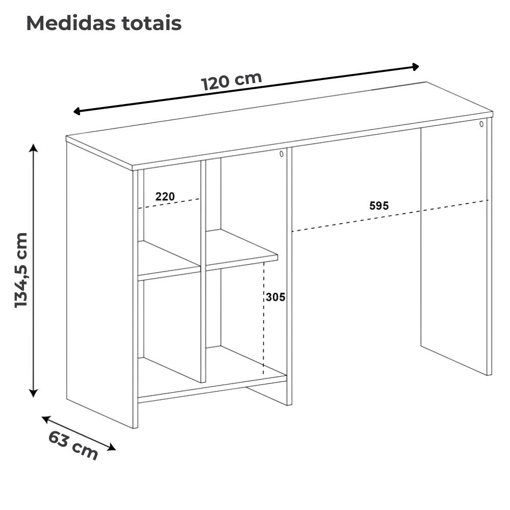 Mesa Escrivaninha 4 Nichos 110 cm TRIX Branco ARLY
