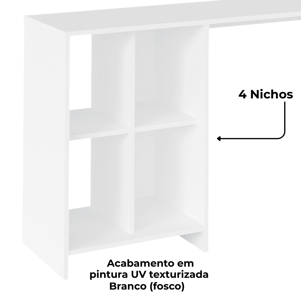 Mesa Escrivaninha 4 Nichos 110 cm TRIX Branco ARLY