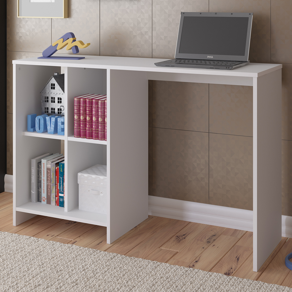 Mesa Escrivaninha 4 Nichos 110 cm TRIX Branco ARLY