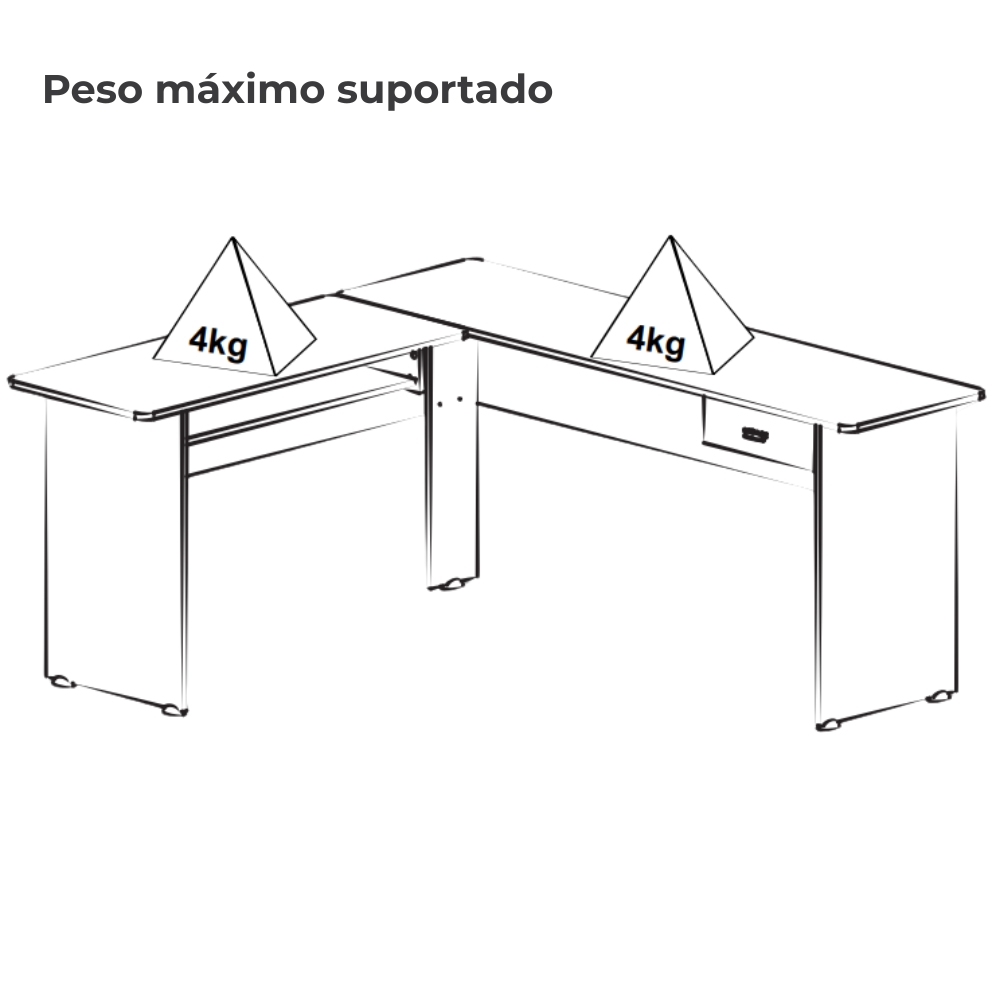 Mesa Escrivaninha De Canto 1 Gaveta 150X165 cm Cedro ARLY