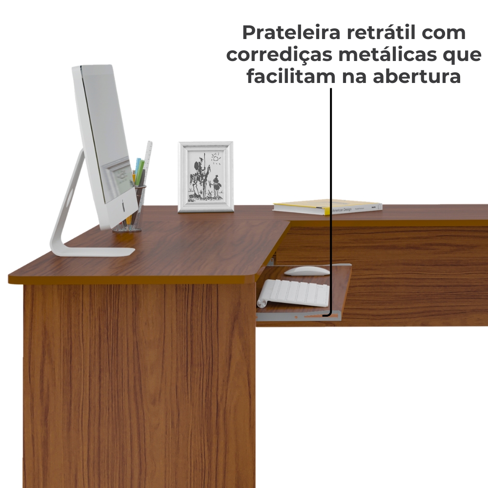 Mesa Escrivaninha De Canto 1 Gaveta 150X165 cm Cedro ARLY