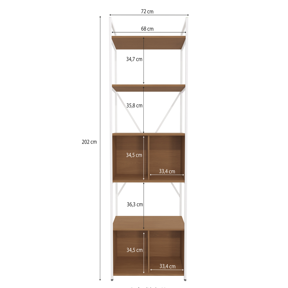 Mesa Escrivaninha E Estante Alta 4 Portas Canela Branco KPB