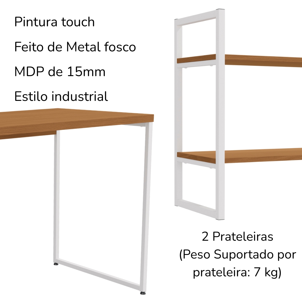 Mesa Escrivaninha E Nicho Estante Canela Branco KPB