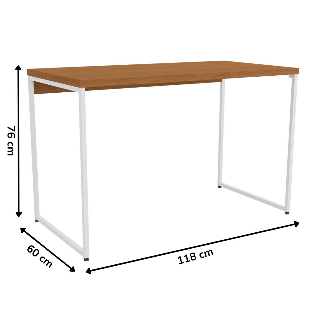 Mesa Escrivaninha Escritorio 118 cm LI002 Canela Branco KPB