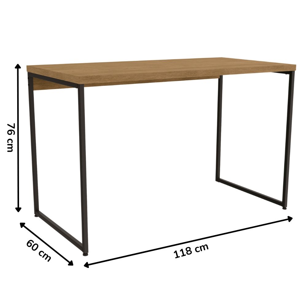 Mesa Escrivaninha Escritorio 118 cm LI002 Freijo Preto Fosco KPB
