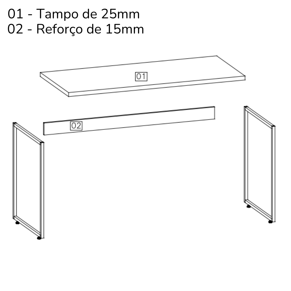 Mesa Escrivaninha Escritorio 136 cm LI003 Canela Branco KPB
