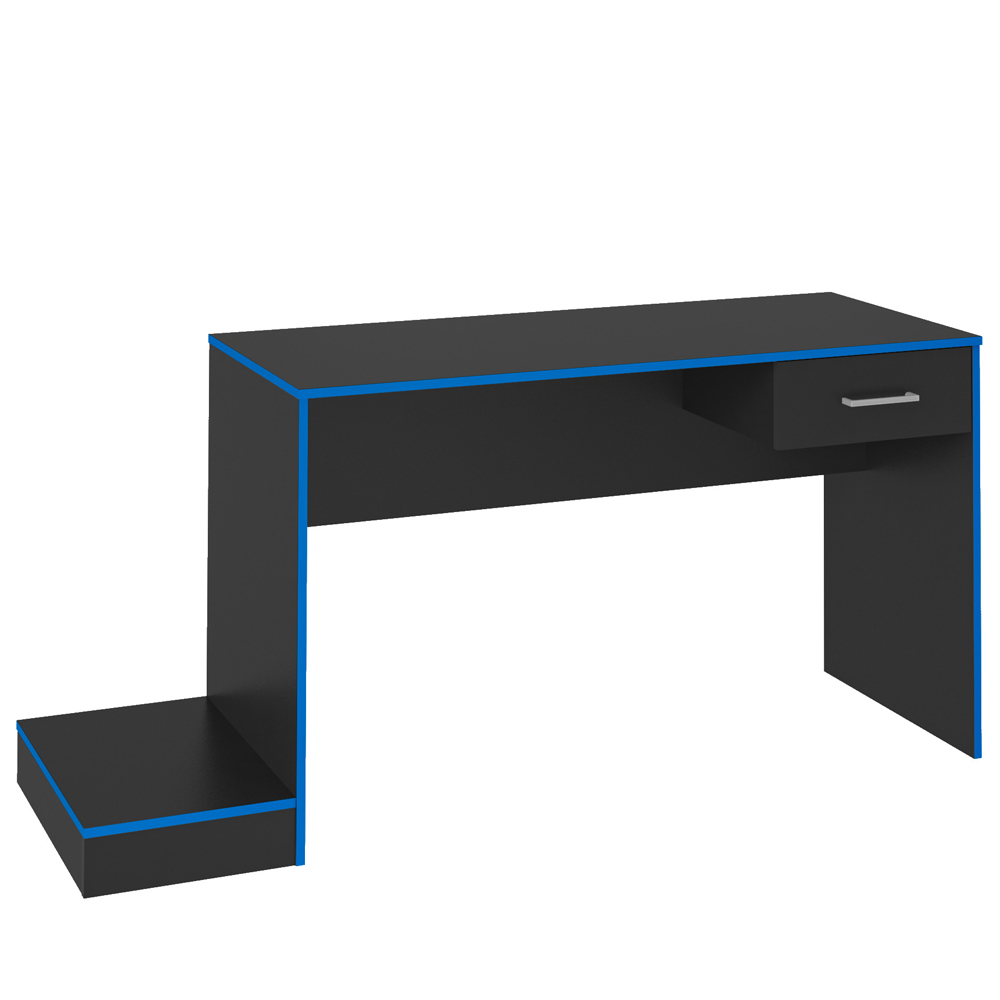 Mesa Escrivaninha Gamer 1 Gaveta 160 cm Preto Azul ARLY
