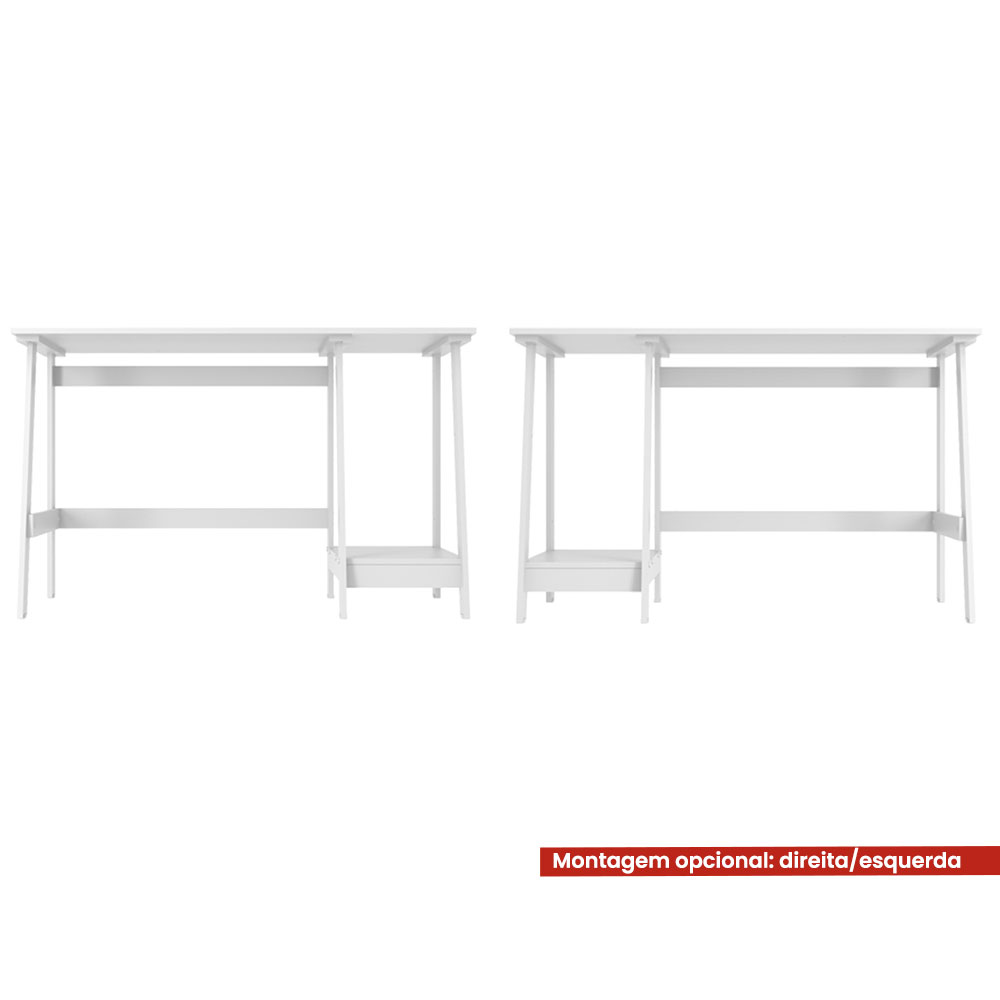 Mesa Escrivaninha Gamer 2 Prateleiras 120 cm MC190 Branco Dtall