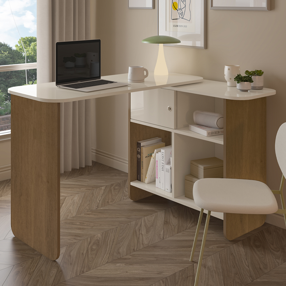 Mesa Escrivaninha Giratoria 3 em 1 Cinamomo Off White ARLY