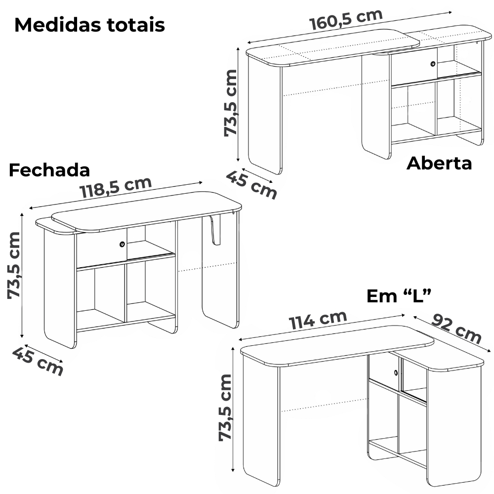 Mesa Escrivaninha Giratoria 3 em 1 Cinamomo Off White ARLY