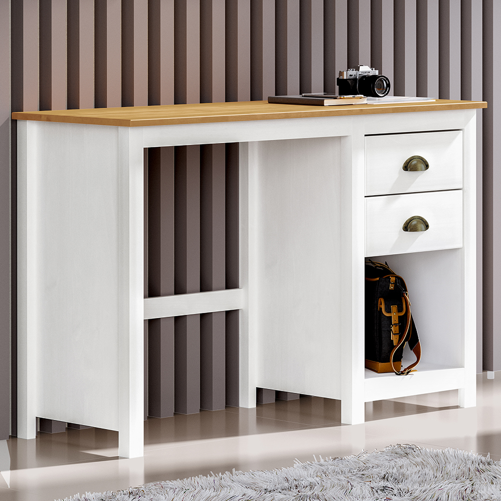 Mesa Escrivaninha Madeira Maciça 110 cm 9138 Branco Freijo Milani Store