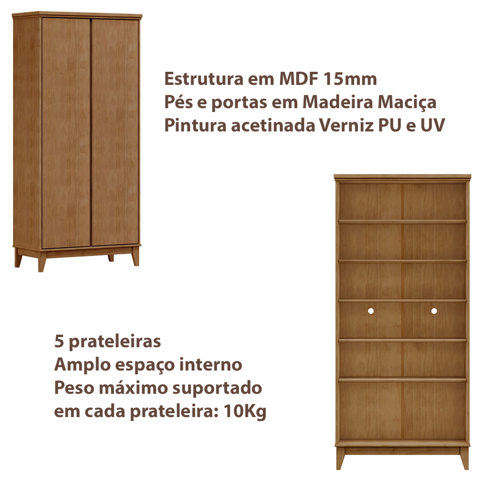 Mesa Escrivaninha e Armario Escritorio MDF Freijo Milani Store