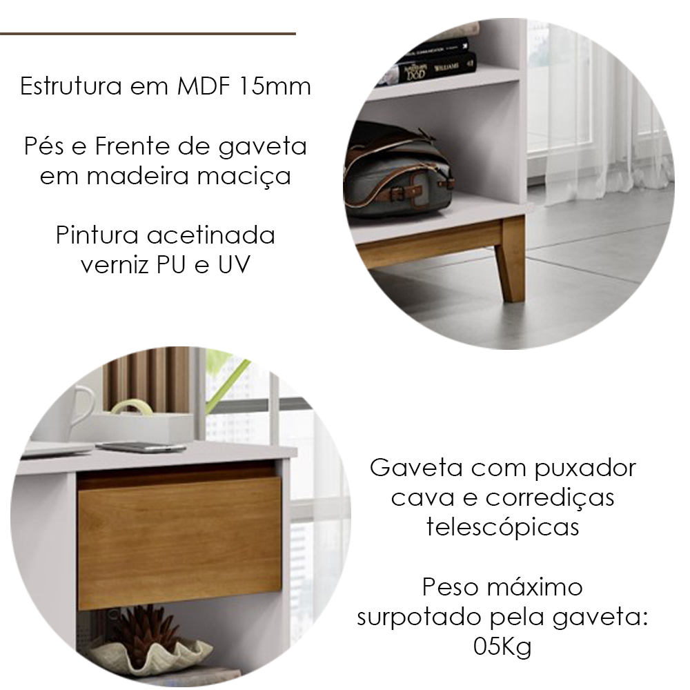 Mesa Escrivaninha e Armario Escritorio MDF Off White Freijo Milani Store