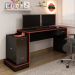Mesa Gamer 1 Gaveta E Estante Livreiro Preto Vermelho ARLY