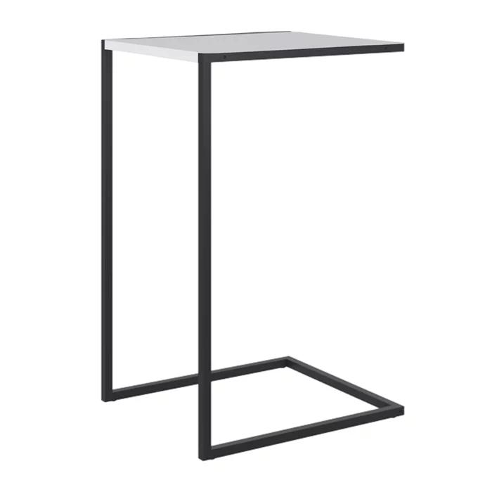 Mesa Lateral Sala Aço Preto Branco Milani Store