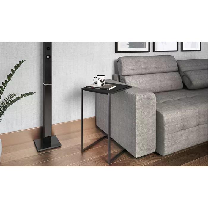 Mesa Lateral Sala Aço Preto Milani Store