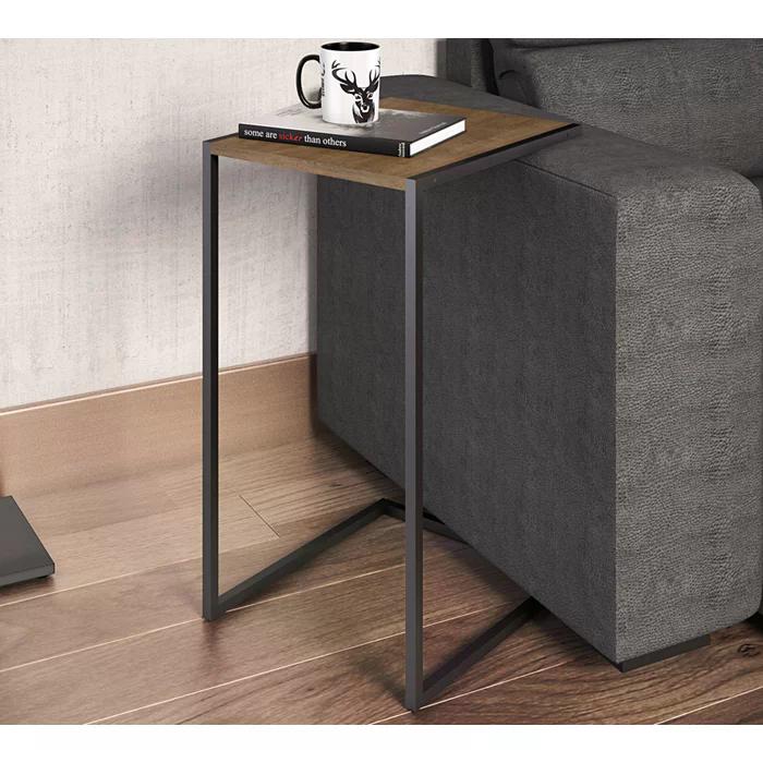 Mesa Lateral Sala Aço Preto Vermont Milani Store
