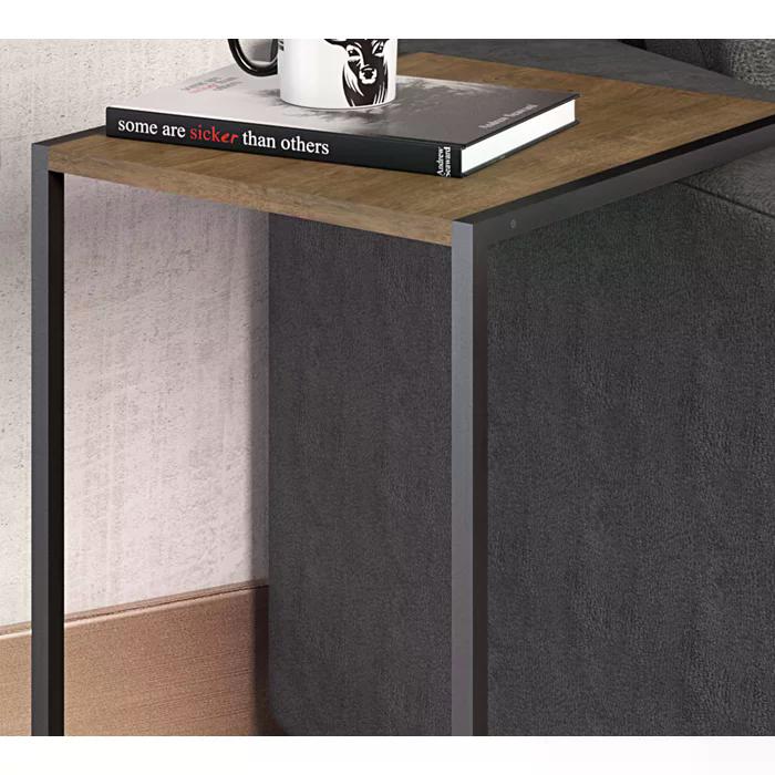 Mesa Lateral Sala Aço Preto Vermont Milani Store