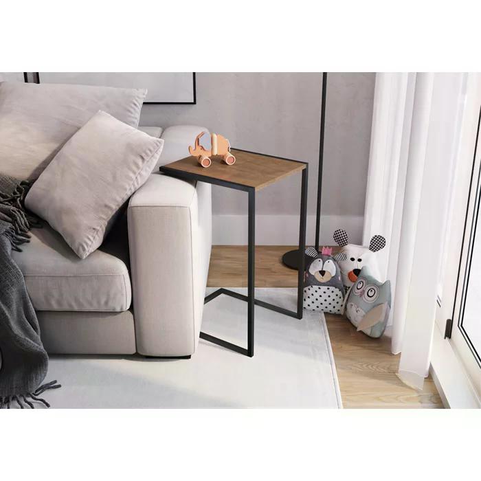 Mesa Lateral Sala Aço Preto Vermont Milani Store