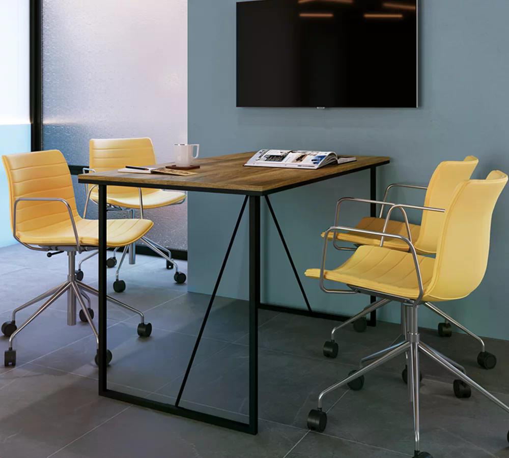 Mesa Office Estilo Industrial SW006 Preto Noce Oro PP