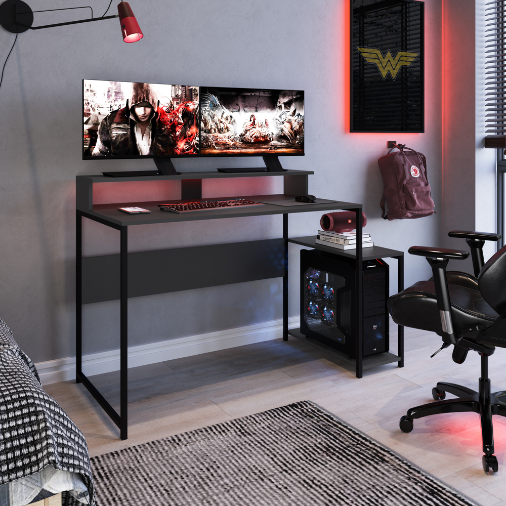 Mesa Para Computador Gamer RYZE 4500 Preto Grafite PP
