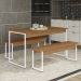 Mesa com 2 Bancos Estilo Industrial LI013 Canela Branco KPB