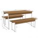 Mesa com 2 Bancos Estilo Industrial LI013 Canela Branco KPB