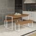 Mesa com 2 Bancos Estilo Industrial LI013 Canela Branco KPB
