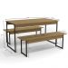 Mesa com 2 Bancos Estilo Industrial LI013 Freijo Preto Fosco KPB