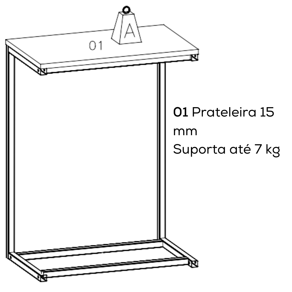 Mesa de Apoio Lateral 68 cm LI025 Canela Branco KPB