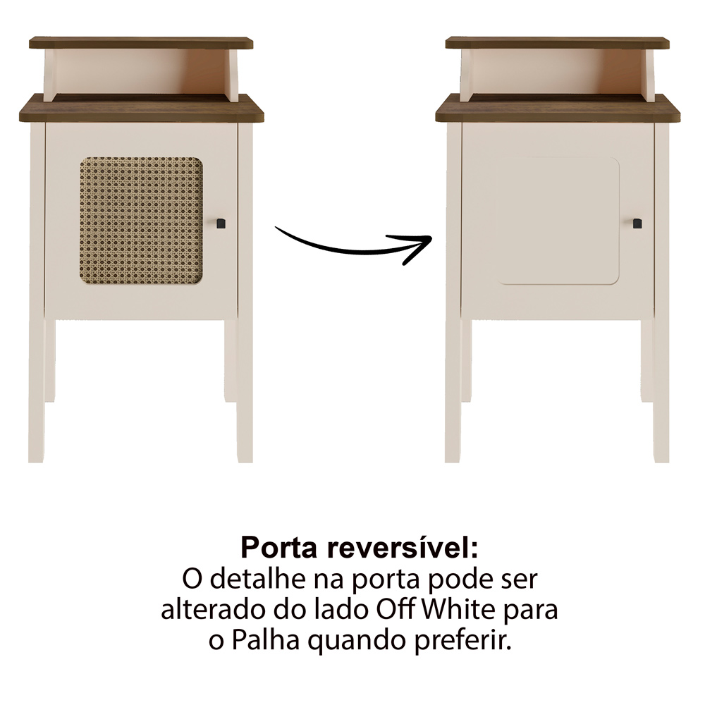 Mesa de Apoio MDF Sala 43 cm 4518 Pinho Off White ARLY