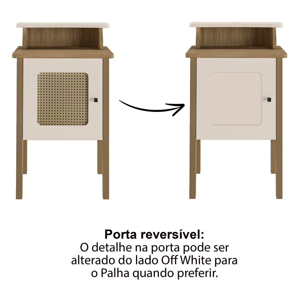 Mesa de Apoio MDF Sala 43 cm 4519 Carvalho Off White ARLY