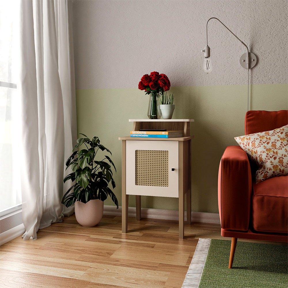 Mesa de Apoio MDF Sala 43 cm 4519 Carvalho Off White ARLY