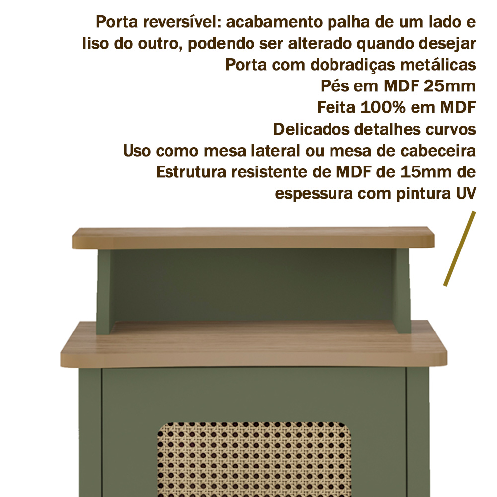 Mesa de Apoio MDF Sala 43 cm 4533 Menta Carvalho ARLY