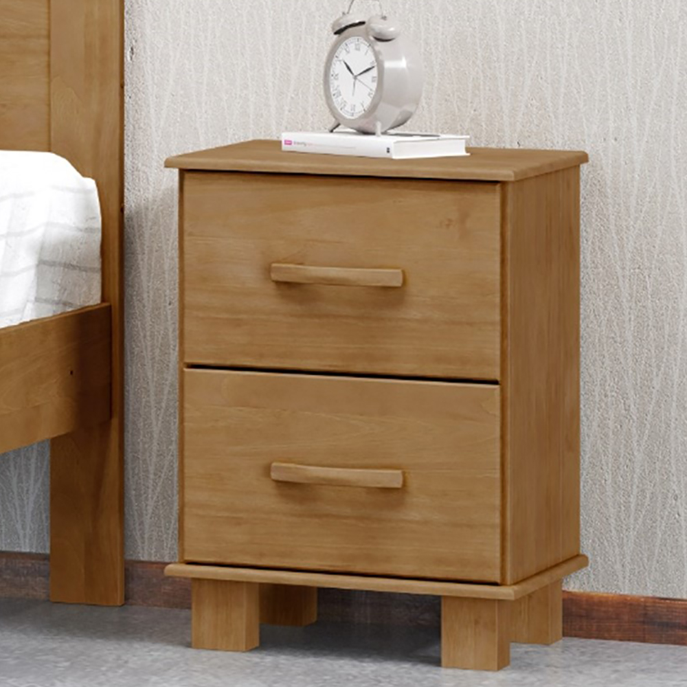 Mesa de Cabeceira Madeira Maciça 2 Gavetas 42 cm 1137 Freijo Milani Store