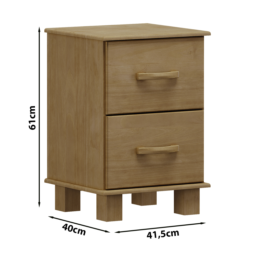 Mesa de Cabeceira Madeira Maciça 2 Gavetas 42 cm 1137 Freijo Milani Store