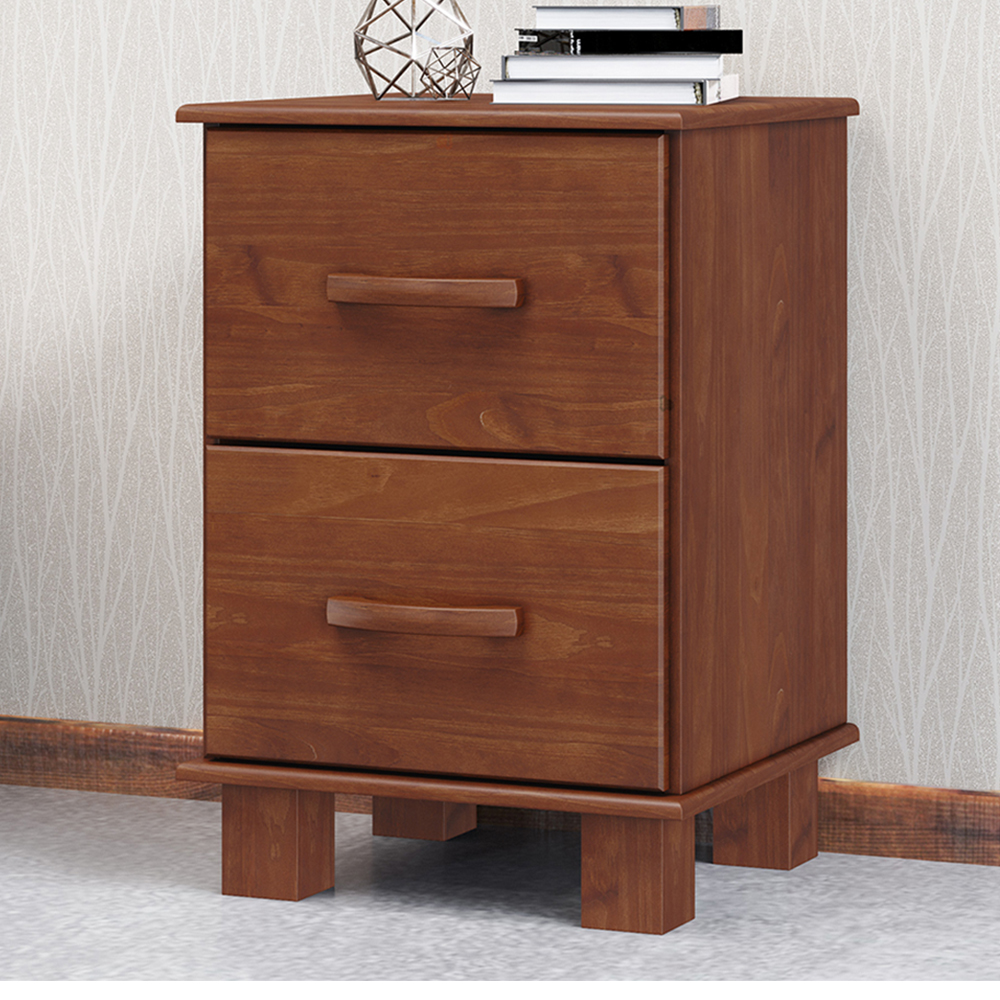 Mesa de Cabeceira Madeira Maciça 2 Gavetas 42cm 1137 Imbuia Milani Store