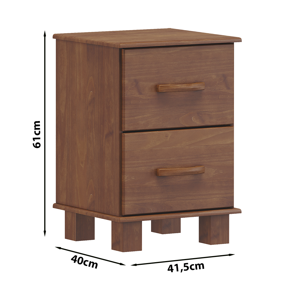 Mesa de Cabeceira Madeira Maciça 2 Gavetas 42cm 1137 Imbuia Milani Store